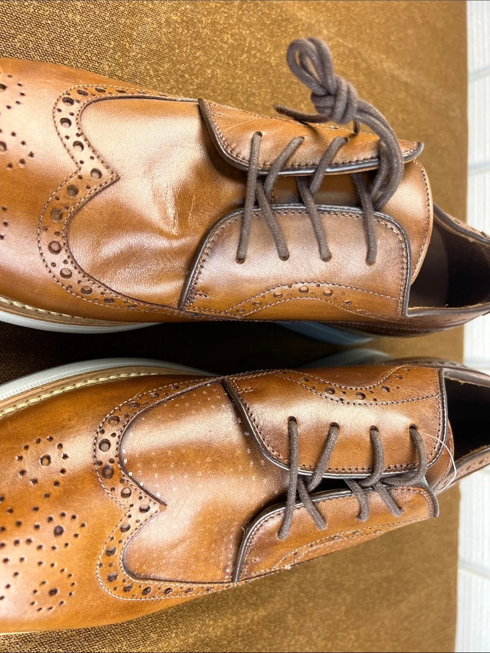 SAMPLE Johnston & Murphy Brown Leather Wingtip Oxfords with White Sole